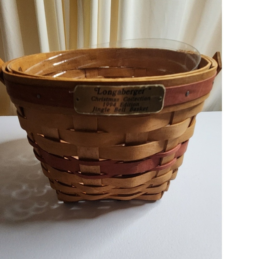 Longaberger Christmas Collection 1994 Jingle Bell Basket with Protector